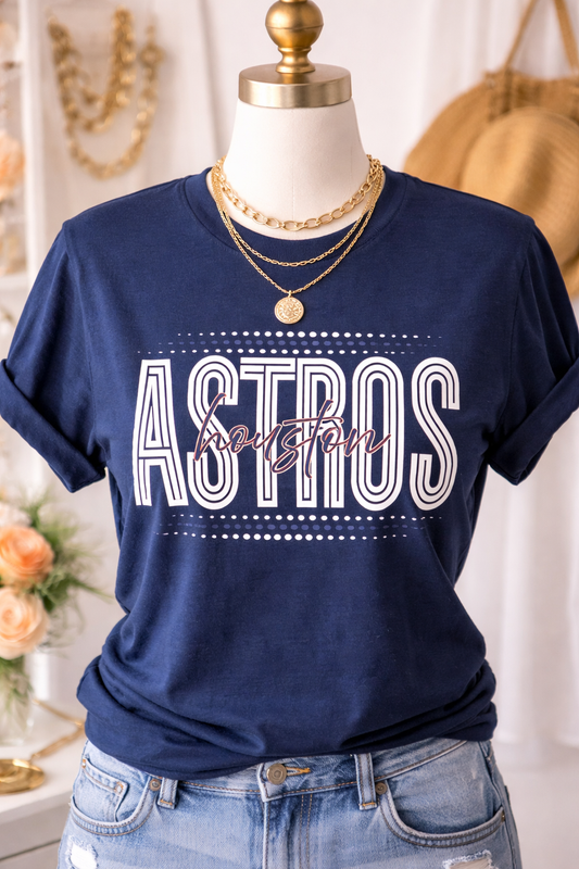 Houston Astros Graphic Tee – Navy Boutique Style Shirt | Game Day Tee | Astros Fan Shirt