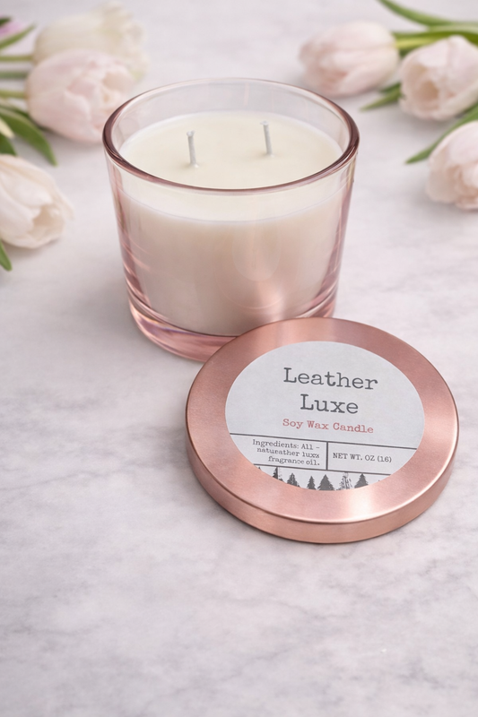 Leather Luxe Soy Wax Candle – 16 oz