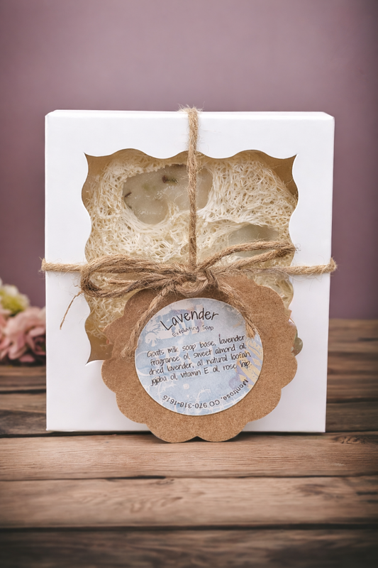 Lavender Exfoliating Soap | Goat’s Milk + Natural Loofah
