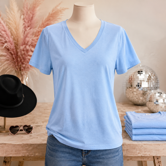 Everyday Essential V-Neck Tee – Light Blue