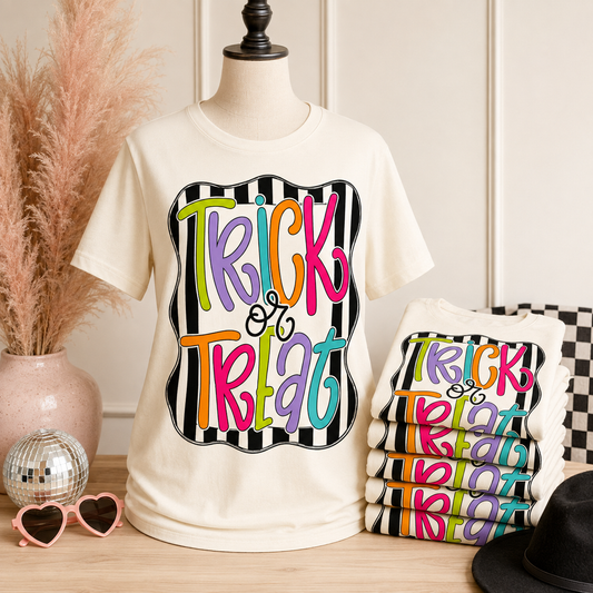 Colorful Trick or Treat Graphic Tee 🎃🩷