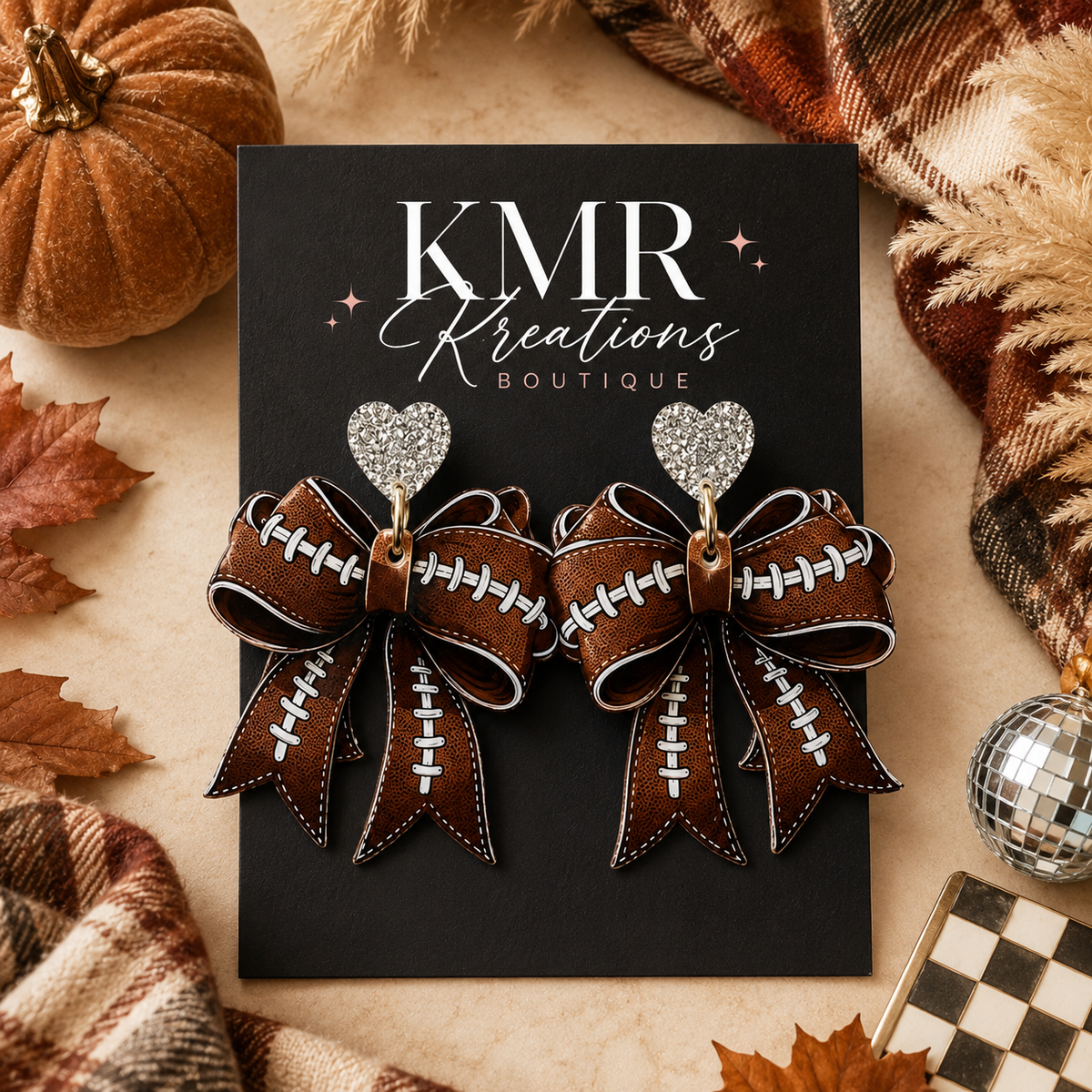 Football Bow Statement Earrings