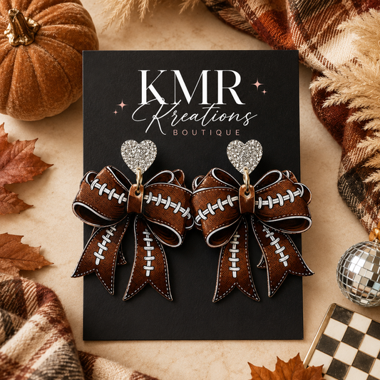 Football Bow Statement Earrings