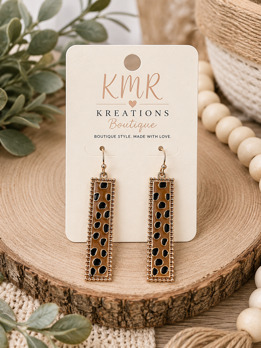 Leopard Bar Drop Earrings