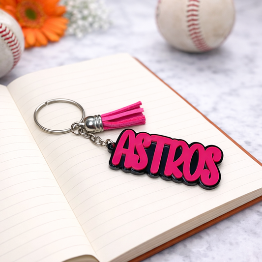 Stros Inspired Keychains - Hot Pink , Stros Keychains Houston Strong, Baseball Fanatic,  Keychain Goals, Game Day Essentials, Accessorize Your Life, GoStros
