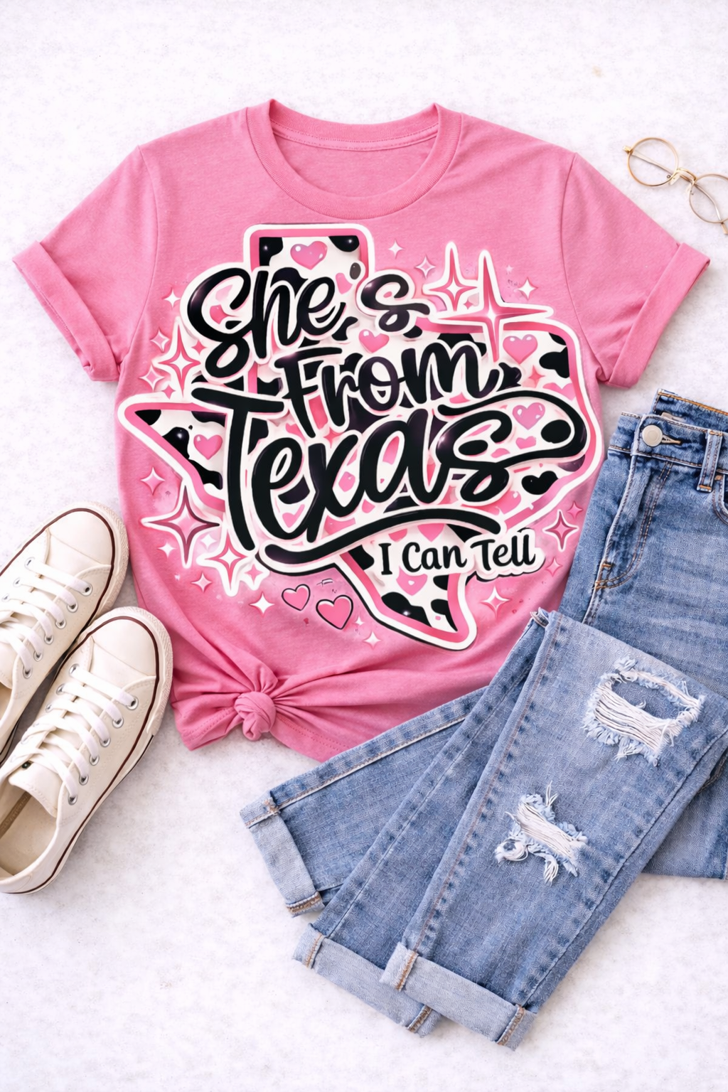 She’s From Texas I Can Tell – Pink Graphic Tee