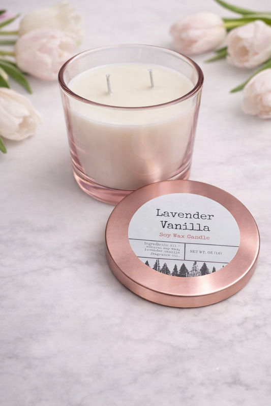 Lavender Vanilla Soy Wax Candle – 16 oz