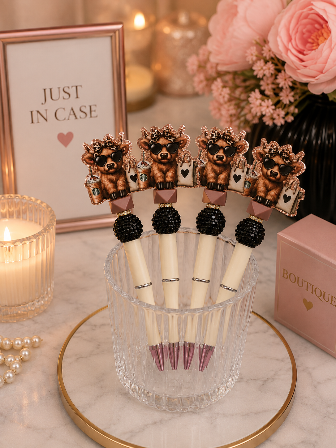 Fashion Highland Cow Beaded Pen