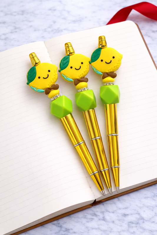 Lemon Beaded Pen – Cute Summer Fruit Pen