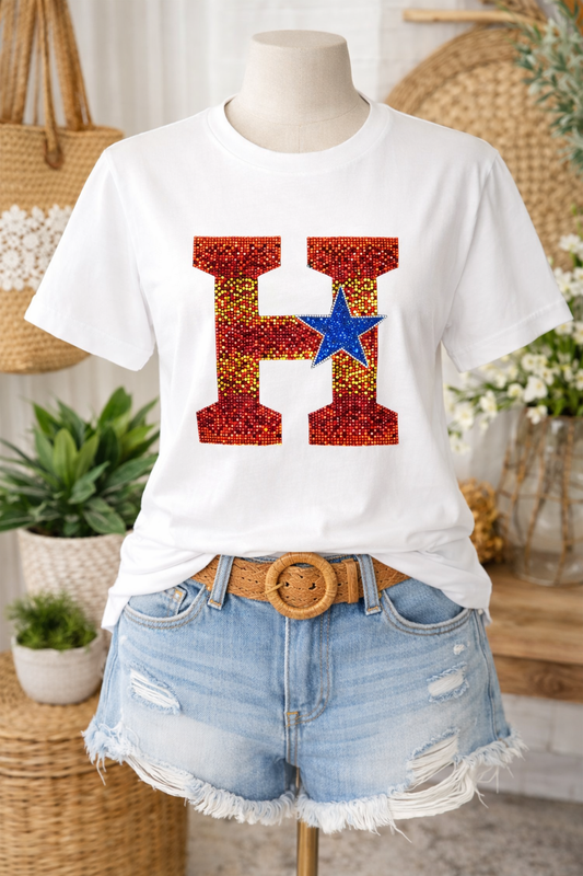 Houston Rhinestone H Tee