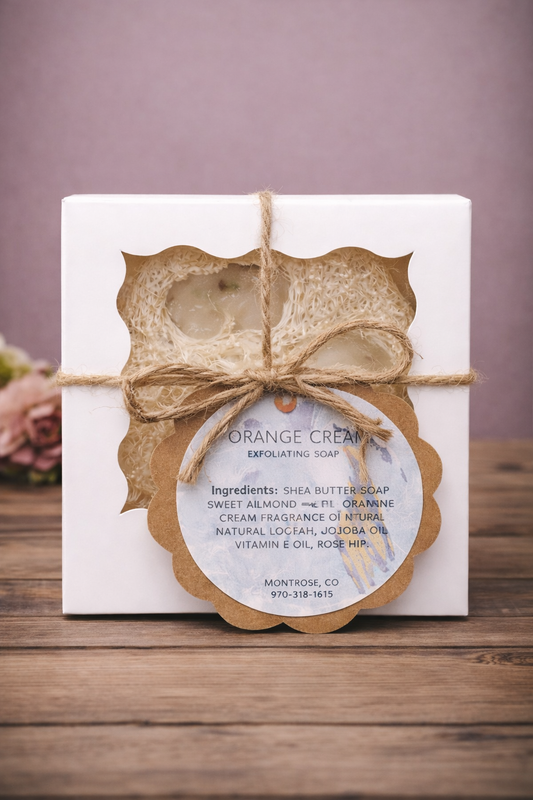 Orange Cream Exfoliating Soap with Natural Loofah