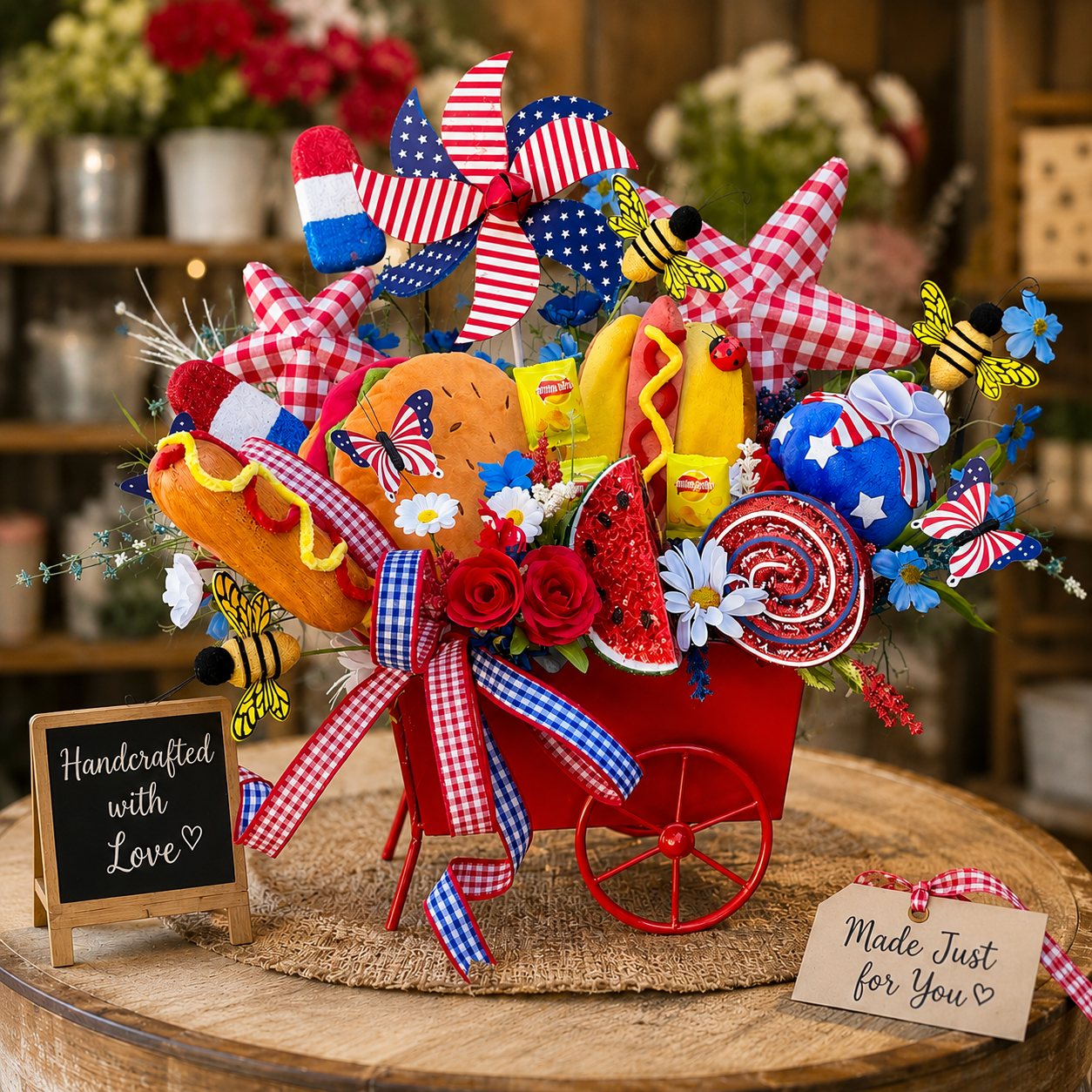 Patriotic BBQ Wagon Centerpiece