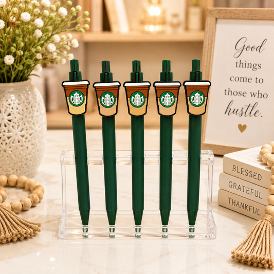 ☕💚 Coffee Lover Beaded Pen Set 💚☕