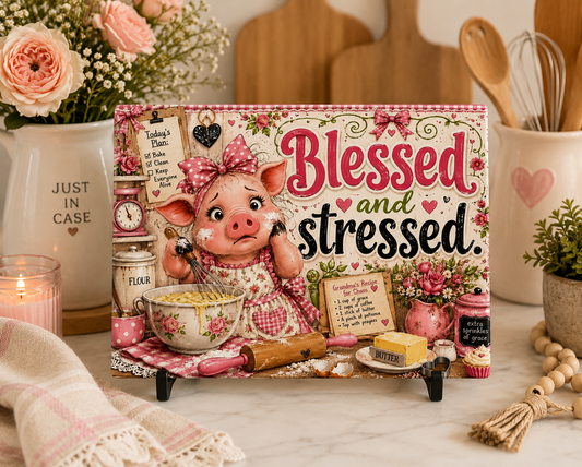 Blessed and Stressed Sublimation Glass Cutting Board