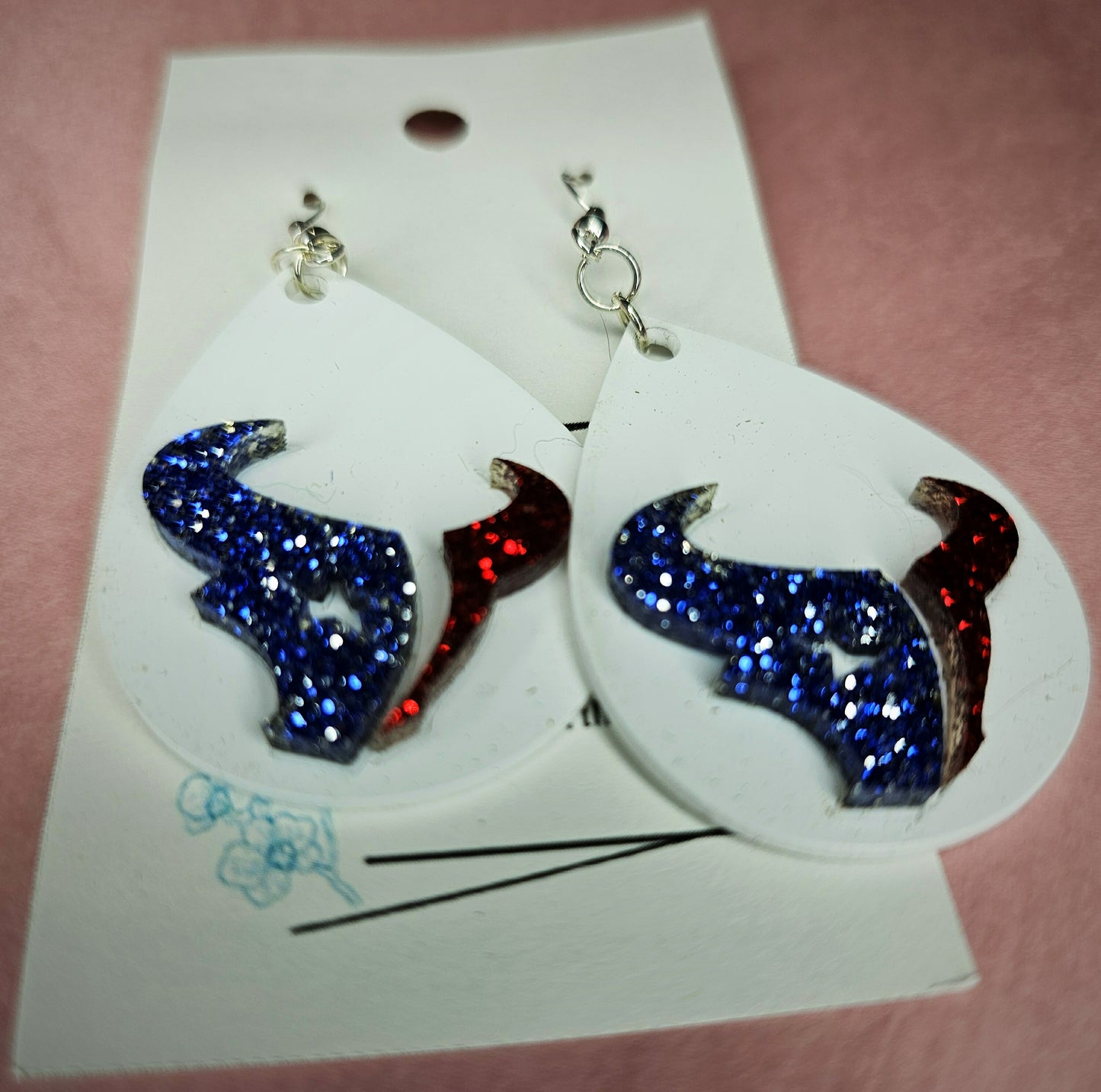 AcrylicEarrings, GameDayStyle, CustomJewelry, HoustonTexansInspiredEarrings FootballFashion, TailgateReady