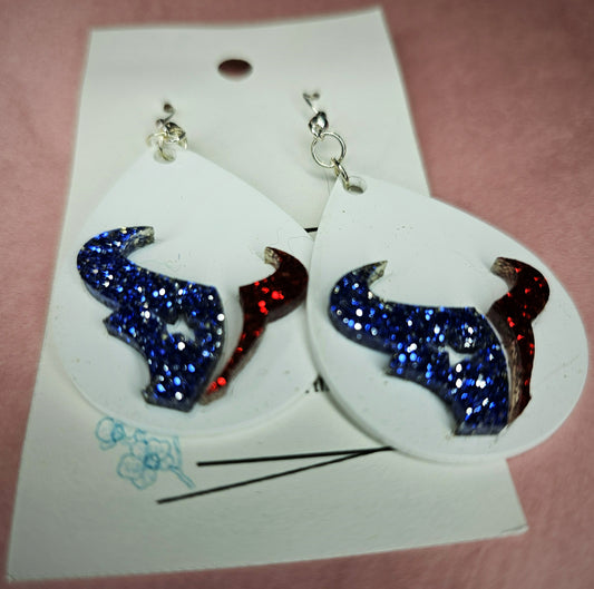 AcrylicEarrings, GameDayStyle, CustomJewelry, HoustonTexansInspiredEarrings FootballFashion, TailgateReady