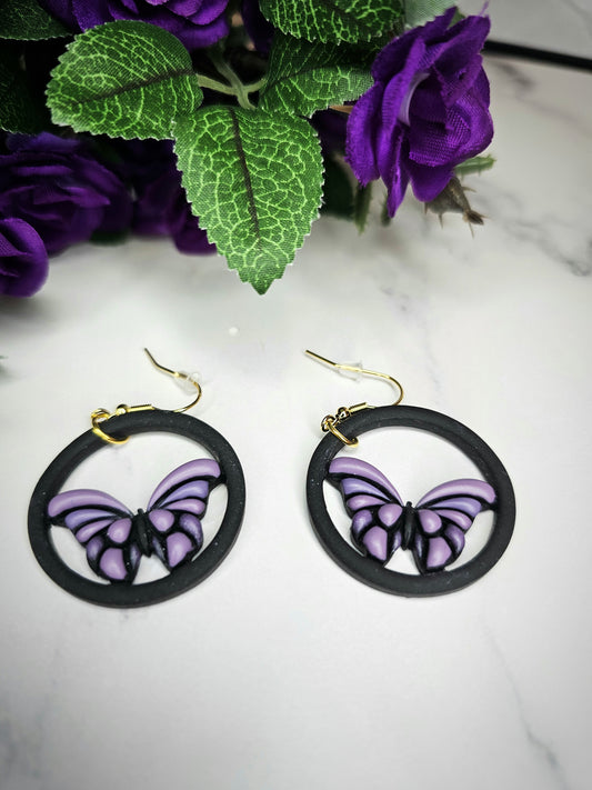 Purple Monarch Earrings, Butterfly dangle, birthday gift,  nature lover , Save the monarchs , Hand painted butterflies, gifts for everyone