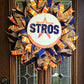 Houston Stros Baseball Wreath,  Game Day Door Decor, Front Door wreath, Baseball Wreath