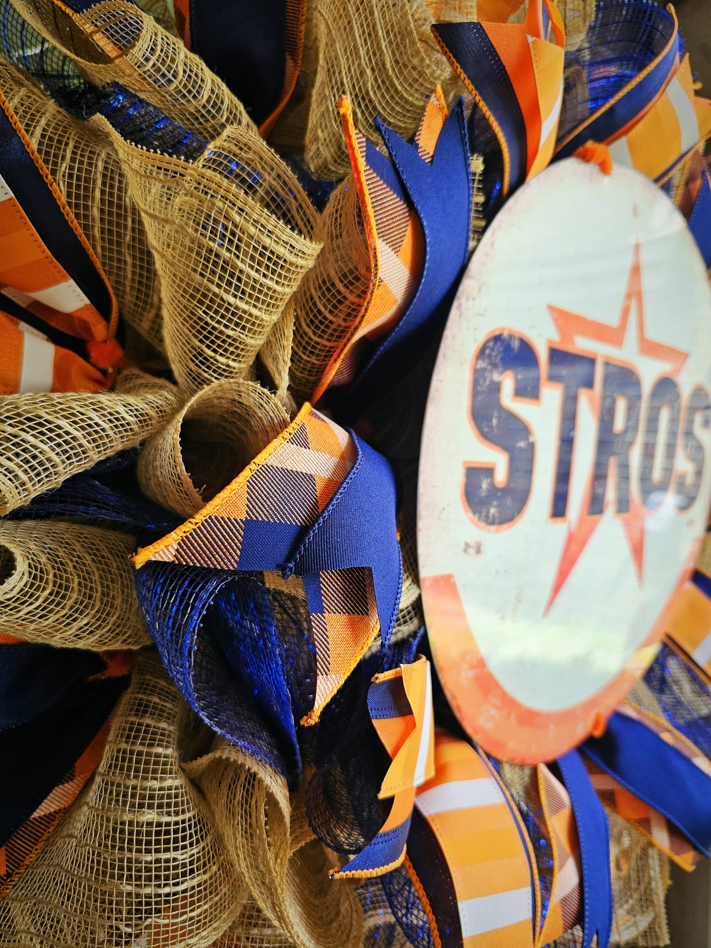 Houston Stros Baseball Wreath,  Game Day Door Decor, Front Door wreath, Baseball Wreath