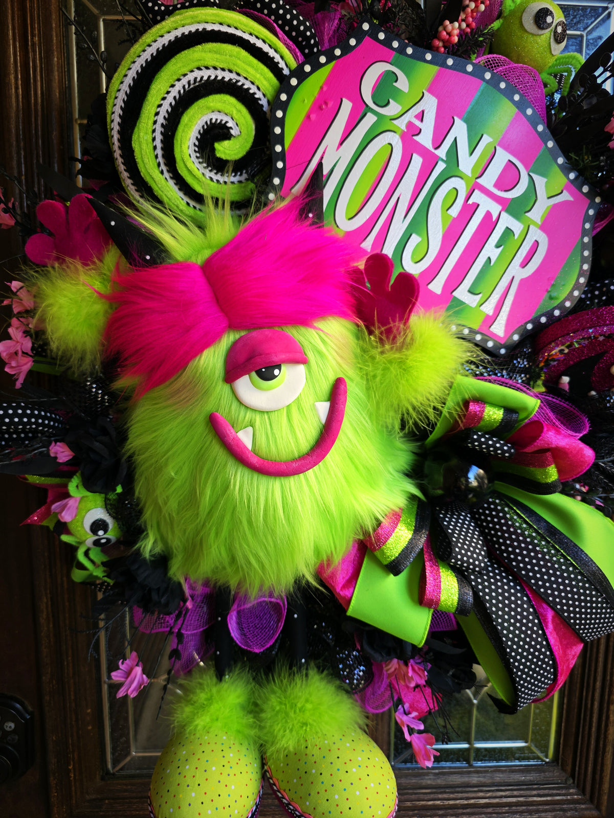 Candy Monster Wreath, Halloween Decor, Whimsical Wreath, Sweet And Spooky, Front Door Goals