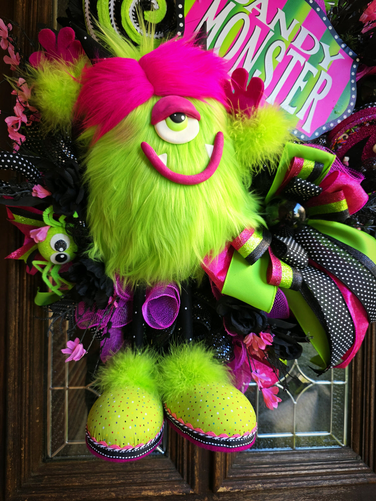 Candy Monster Wreath, Halloween Decor, Whimsical Wreath, Sweet And Spooky, Front Door Goals