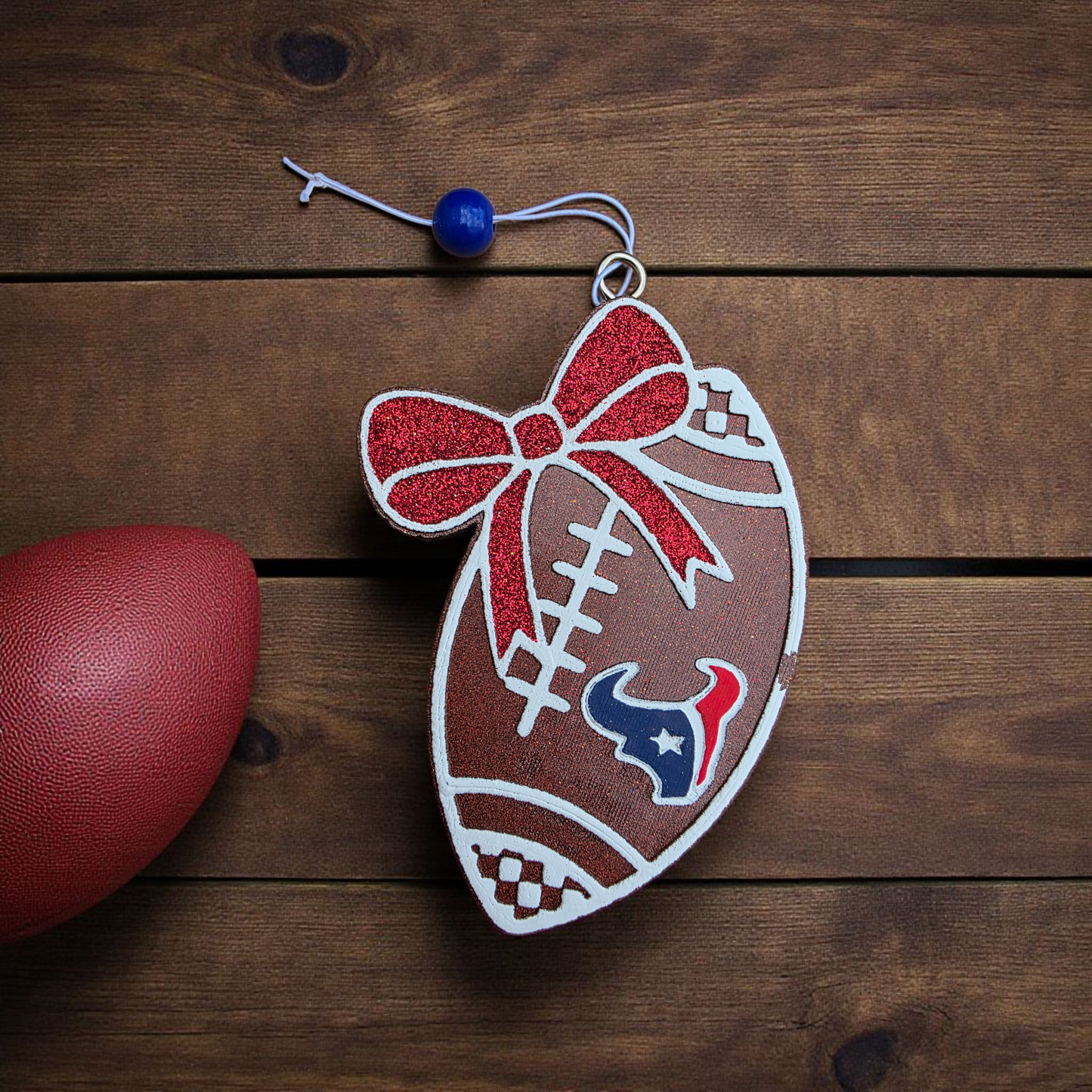 football freshie, game day car accessory, shake eyes scent, bow car freshener, handmade freshie, sporty car decor, long lasting scent, game day gift, car charm accessory, small batch handmade