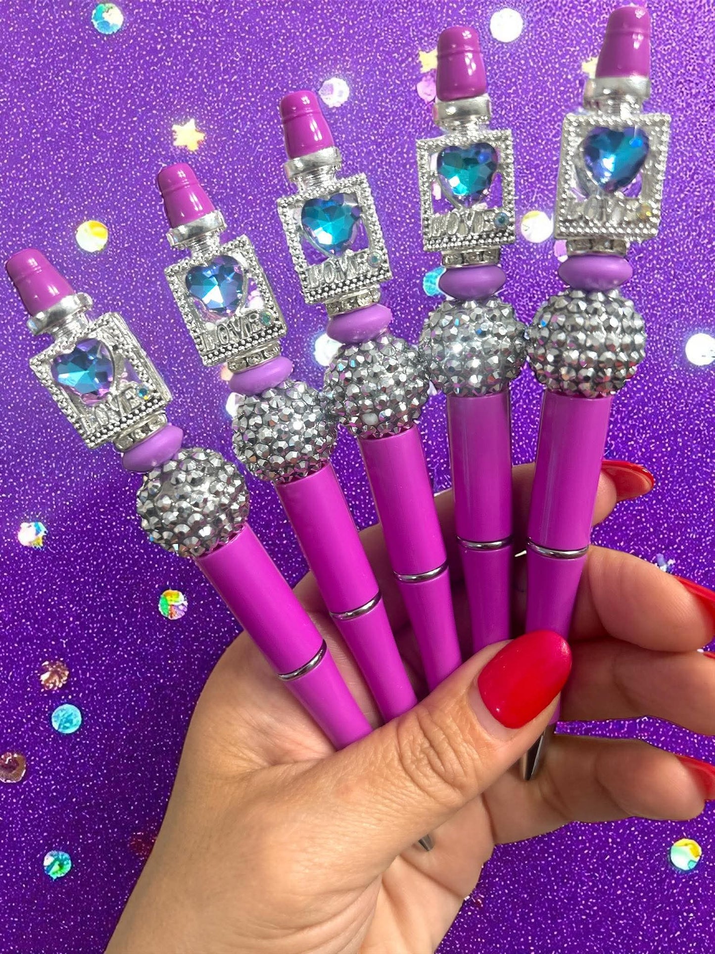 perfume pen, glam pen, rhinestone pen, bead pen, refillable pen, cute stationery, luxury office supplies, planner accessories, girly gifts, boutique pen,
