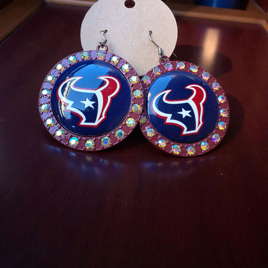 gameday earrings, red white blue jewelry, rhinestone earrings, fan gear accessories, sports earrings, football earrings, team spirit jewelry, boutique earrings, statement earrings